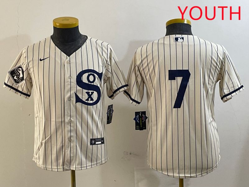 Youth Chicago White Sox #7 No Name Cream Stripe Dream Edition Game 2025 Nike MLB Jersey style 4->youth mlb jersey->Youth Jersey